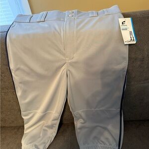 Champro Men's Light Gray Baseball Pants with Navy Stripe